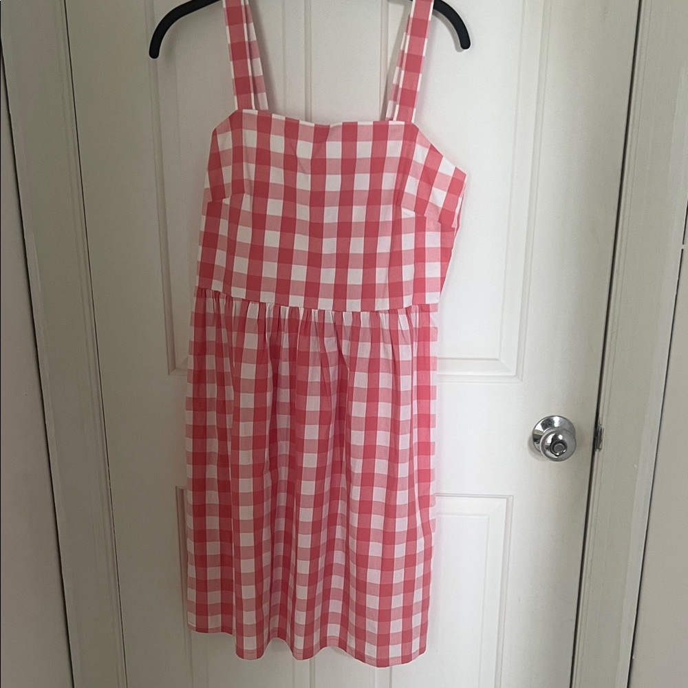 J. Crew Factory Pink and White Checkered Dress
